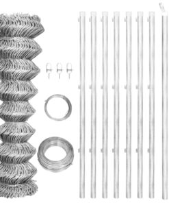 vidaXL Gaashek met palen 15x1 m gegalvaniseerd staal zilverkleurig