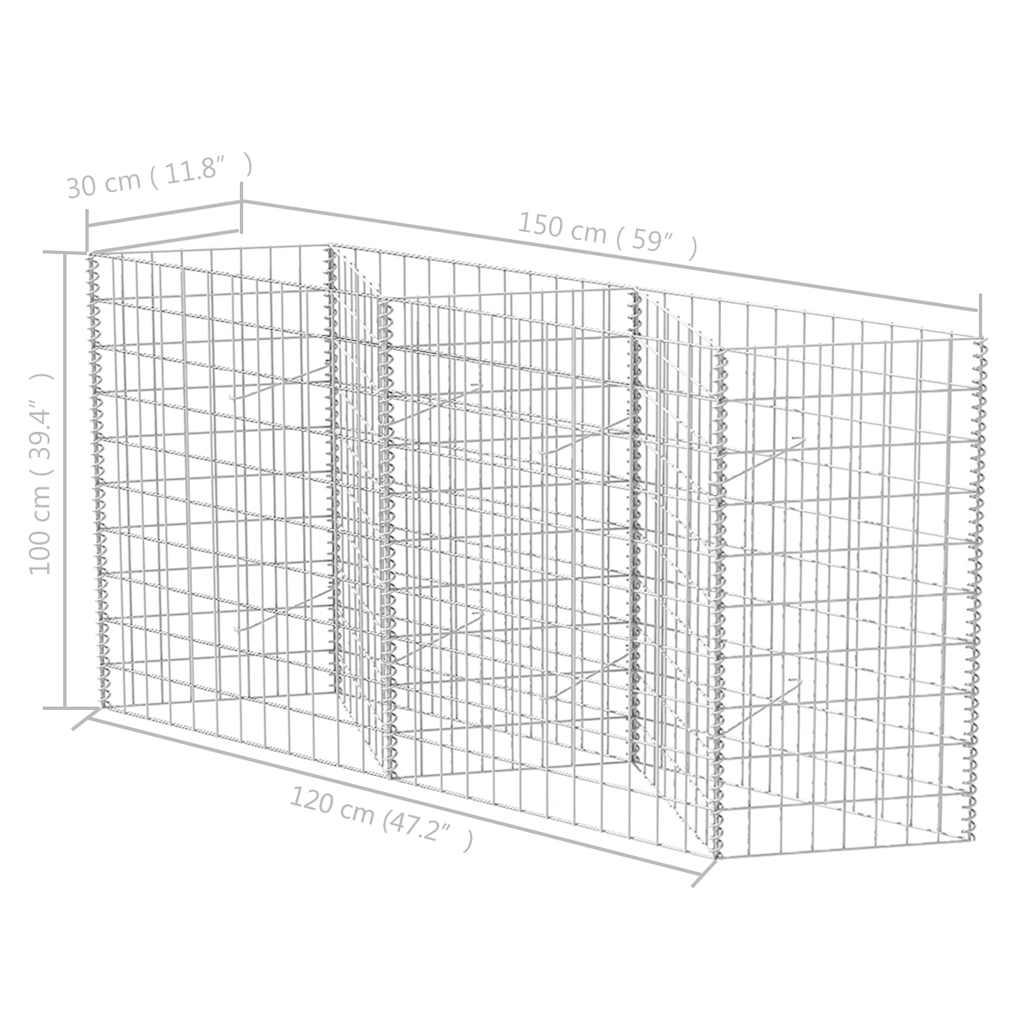 vidaXL Gabion mand 120x30x100 cm gegalvaniseerd staal - Afbeelding 7