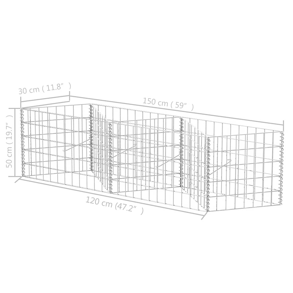 vidaXL Gabion mand 120x30x50 cm gegalvaniseerd staal - Afbeelding 7