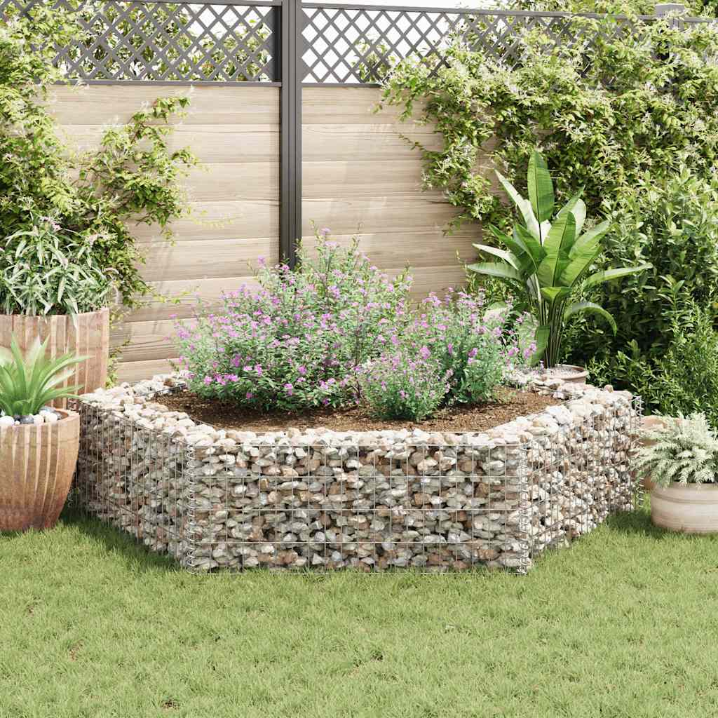 vidaXL Gabion plantenbak verhoogd zeshoekig 200x173x40 cm - Image 3