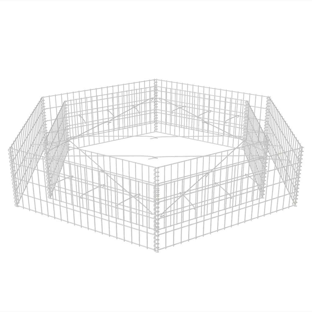 vidaXL Gabion plantenbak verhoogd zeshoekig 200x173x40 cm - Image 4