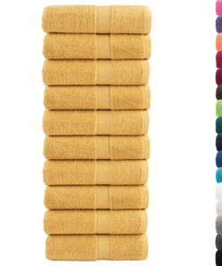 vidaXL Gastendoekjes SOLUND 10 st 600 g/m² 30x50 cm goudkleurig