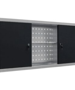 vidaXL Gereedschapskast voor aan de wand metaal grijs en zwart
