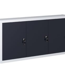 vidaXL Gereedschapskast voor aan de wand metaal grijs en zwart