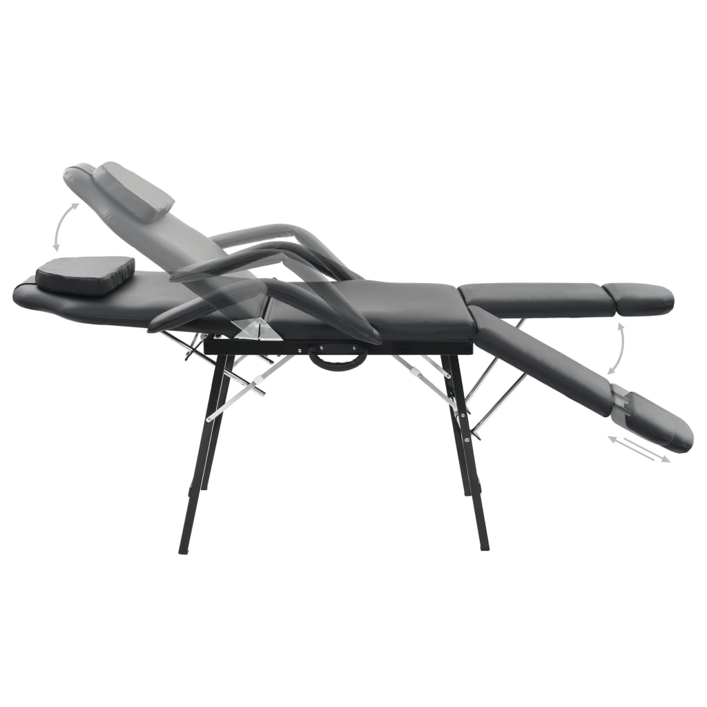 vidaXL Gezichtsbehandelstoel draagbaar 185x78x76 cm kunstleer zwart - Image 3