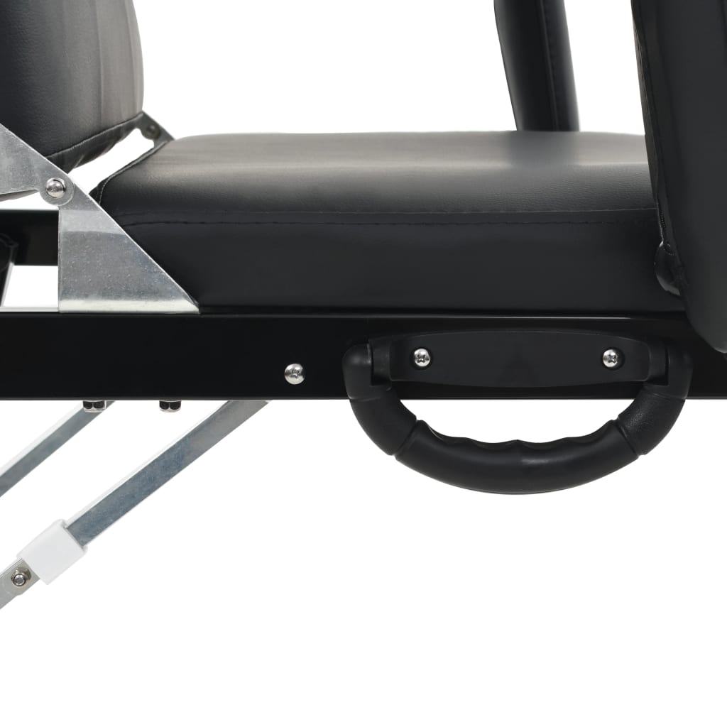 vidaXL Gezichtsbehandelstoel draagbaar 185x78x76 cm kunstleer zwart - Image 5
