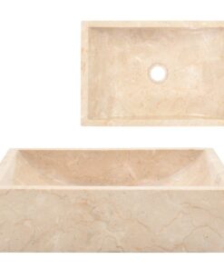 vidaXL Gootsteen 45x30x12 cm marmer hoogglans crèmekleurig