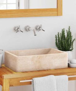 vidaXL Gootsteen 45x30x12 cm marmer hoogglans crèmekleurig