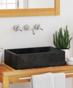 vidaXL Gootsteen 45x30x12 cm marmer hoogglans zwart