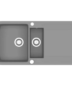 vidaXL Gootsteen dubbele bak graniet grijs