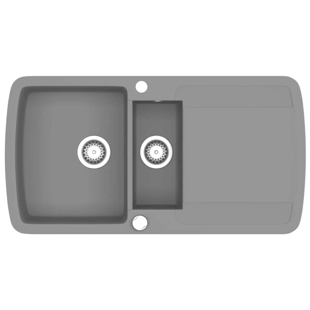 vidaXL Gootsteen dubbele bak graniet grijs