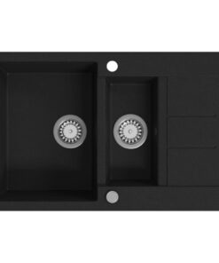 vidaXL Gootsteen dubbele bak graniet zwart