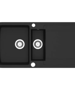 vidaXL Gootsteen dubbele bak graniet zwart