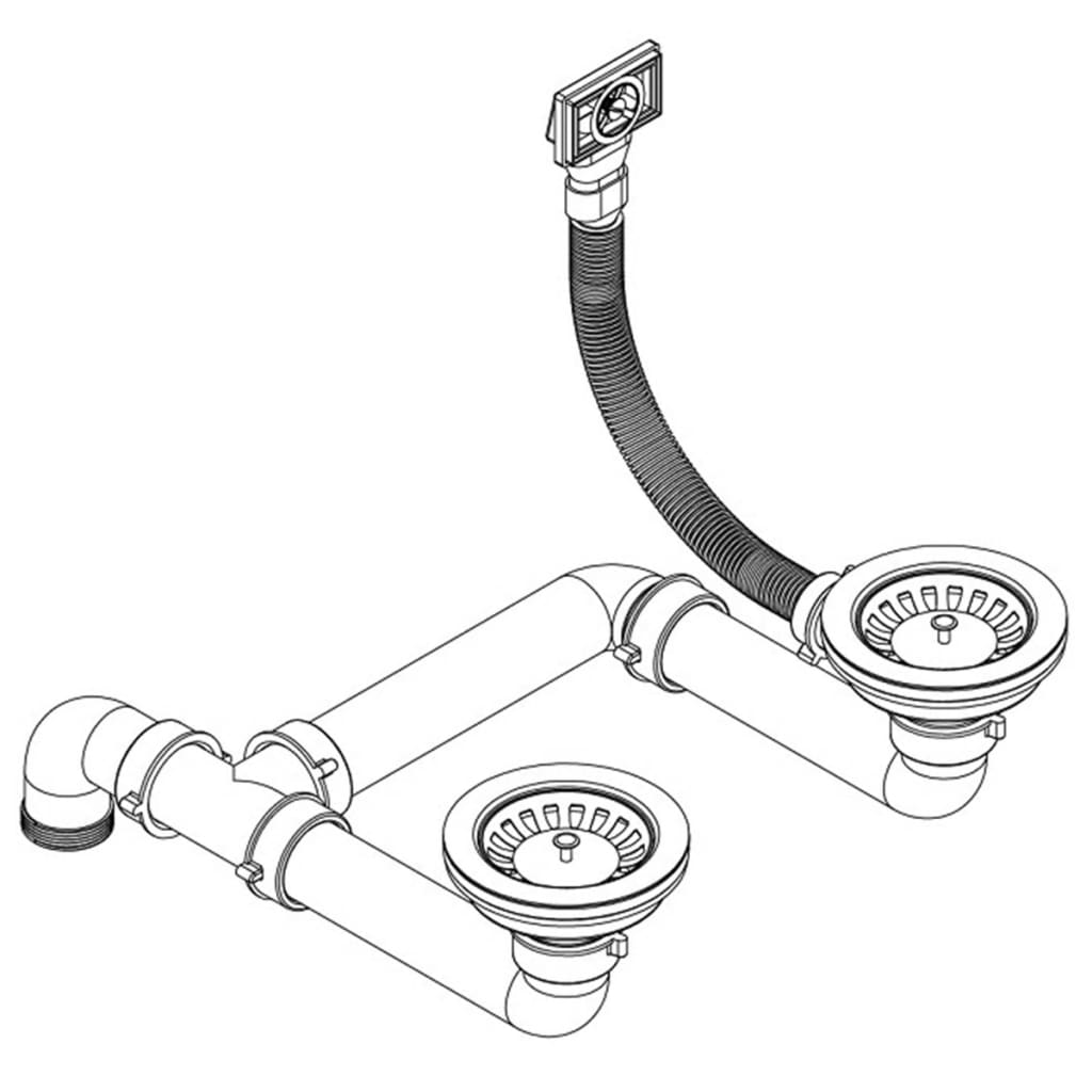 vidaXL Gootsteen dubbele bak graniet zwart - Image 7