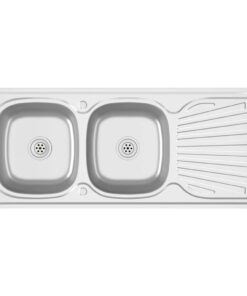vidaXL Gootsteen dubbele bakken 1200x500x155 mm roestvrij staal zilver
