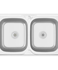 vidaXL Gootsteen dubbele bakken 800x500x155 mm roestvrij staal zilver
