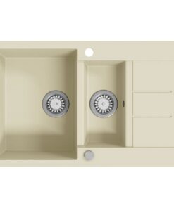 vidaXL Gootsteen dubbele bakken graniet beige