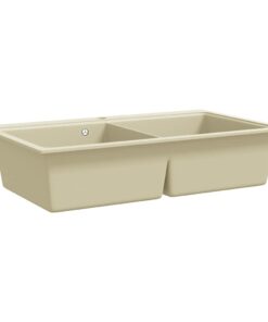 vidaXL Gootsteen dubbele bakken graniet beige
