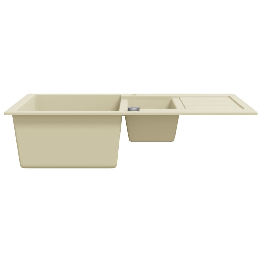 vidaXL Gootsteen dubbele bakken graniet beige - Image 4