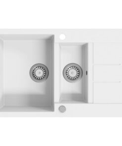 vidaXL Gootsteen dubbele bakken graniet wit