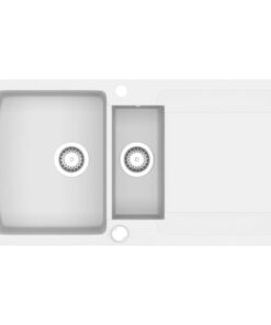 vidaXL Gootsteen dubbele bakken graniet wit