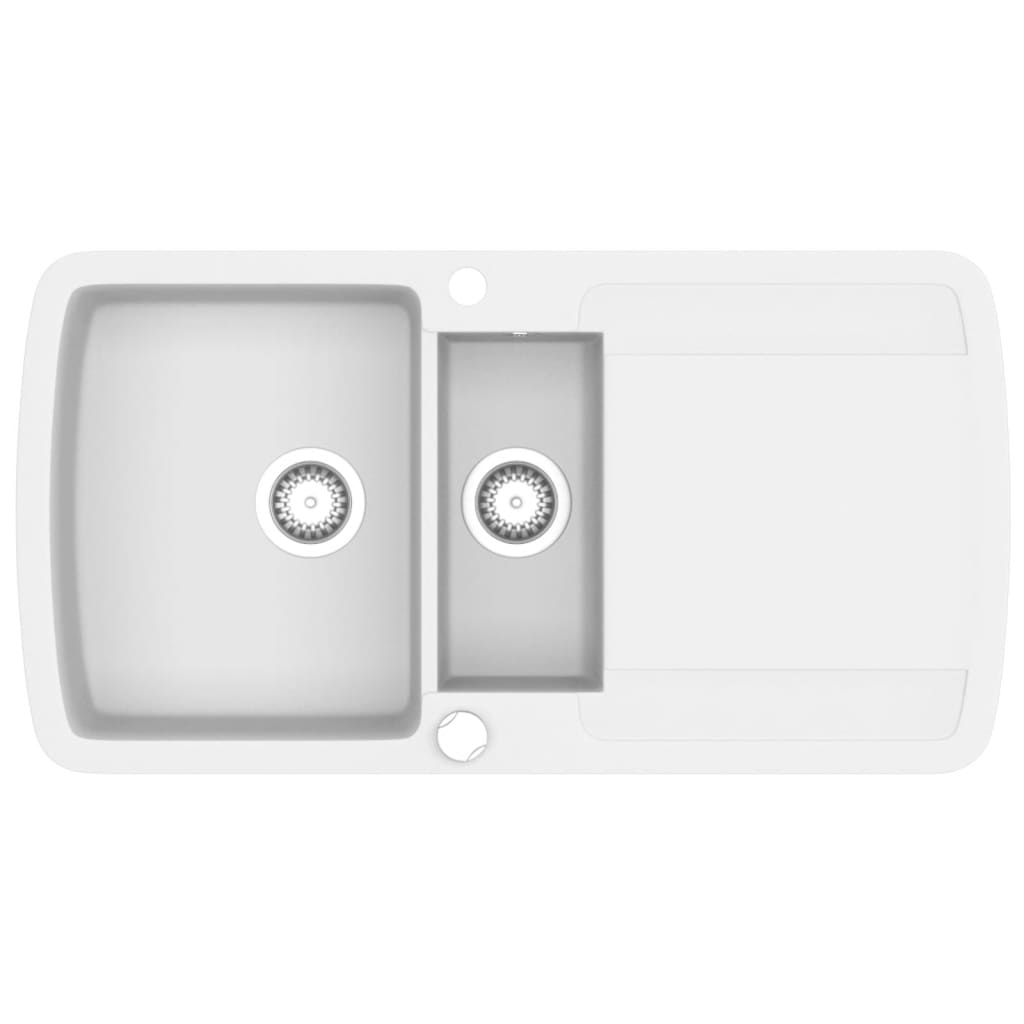 vidaXL Gootsteen dubbele bakken graniet wit