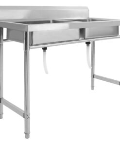 vidaXL Gootsteen dubbele bakken roestvrij staal