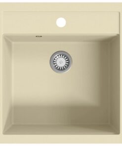 vidaXL Gootsteen enkele bak graniet beige