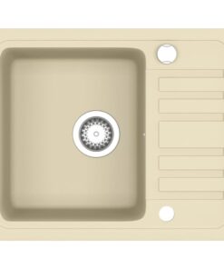 vidaXL Gootsteen enkele bak graniet beige