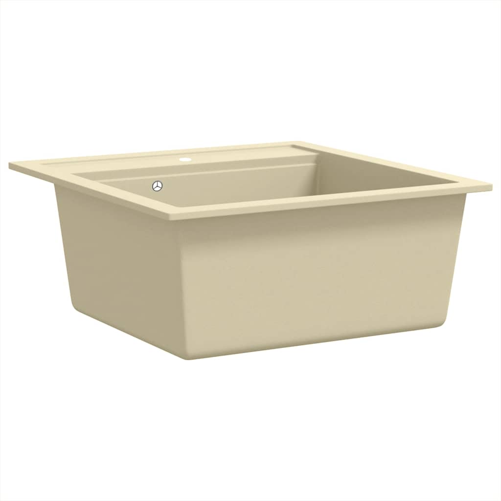 vidaXL Gootsteen enkele bak graniet beige - Image 3