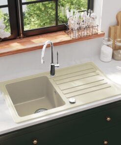 vidaXL Gootsteen enkele bak graniet beige