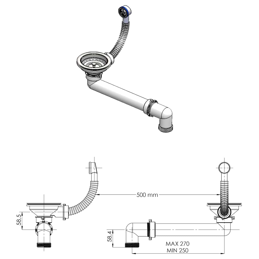 vidaXL Gootsteen enkele bak graniet beige - Image 6