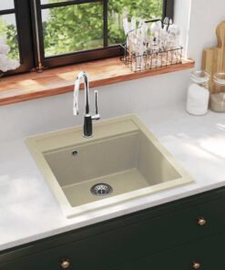 vidaXL Gootsteen enkele bak graniet beige