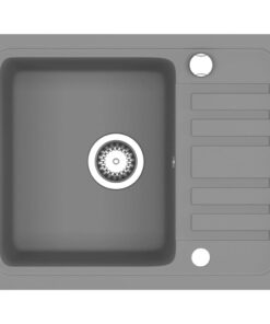 vidaXL Gootsteen enkele bak graniet grijs