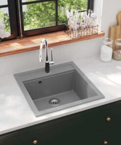 vidaXL Gootsteen enkele bak graniet grijs