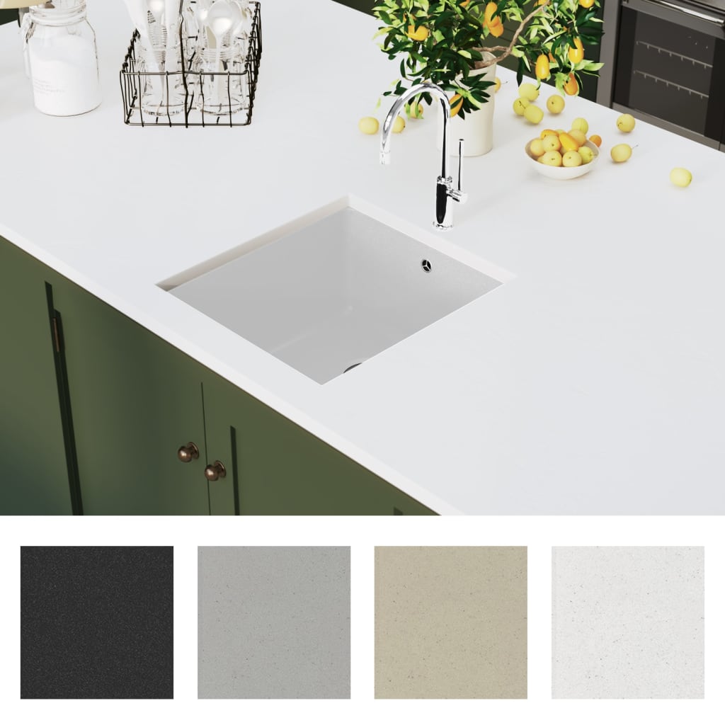 vidaXL Gootsteen enkele bak graniet wit - Image 3