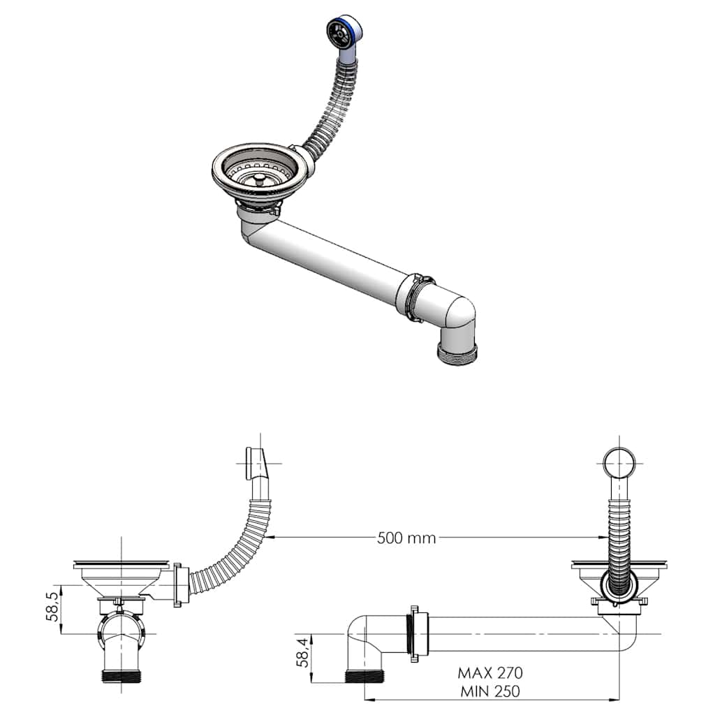 vidaXL Gootsteen enkele bak graniet wit - Image 6