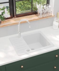 vidaXL Gootsteen enkele bak graniet wit