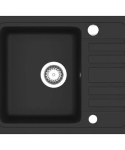 vidaXL Gootsteen enkele bak graniet zwart