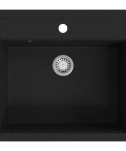 vidaXL Gootsteen enkele bak graniet zwart