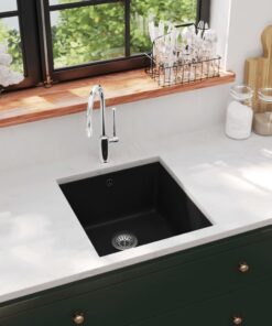 vidaXL Gootsteen enkele bak graniet zwart