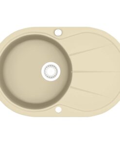 vidaXL Gootsteen enkele bak ovaal graniet beige