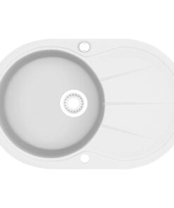 vidaXL Gootsteen enkele bak ovaal graniet wit