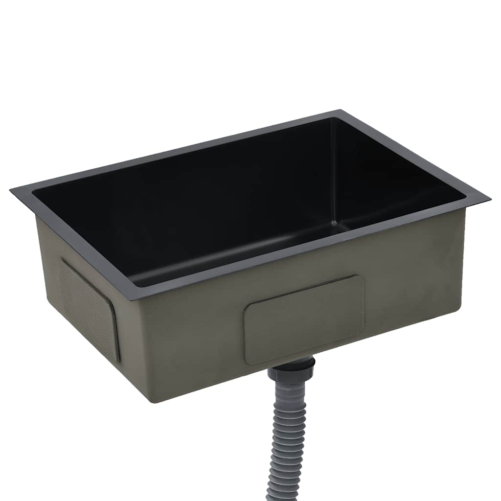 vidaXL Gootsteen handgemaakt roestvrij staal zwart - Image 4