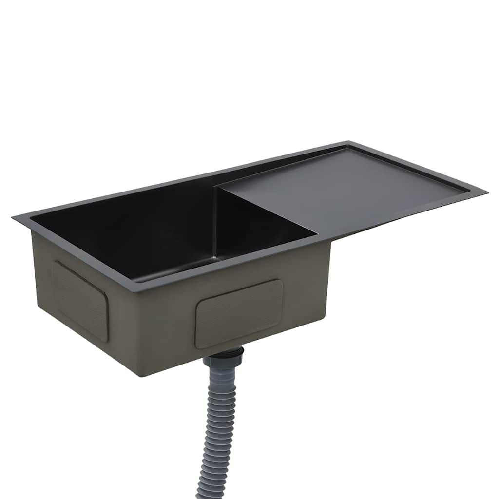 vidaXL Gootsteen handgemaakt roestvrij staal zwart - Image 4