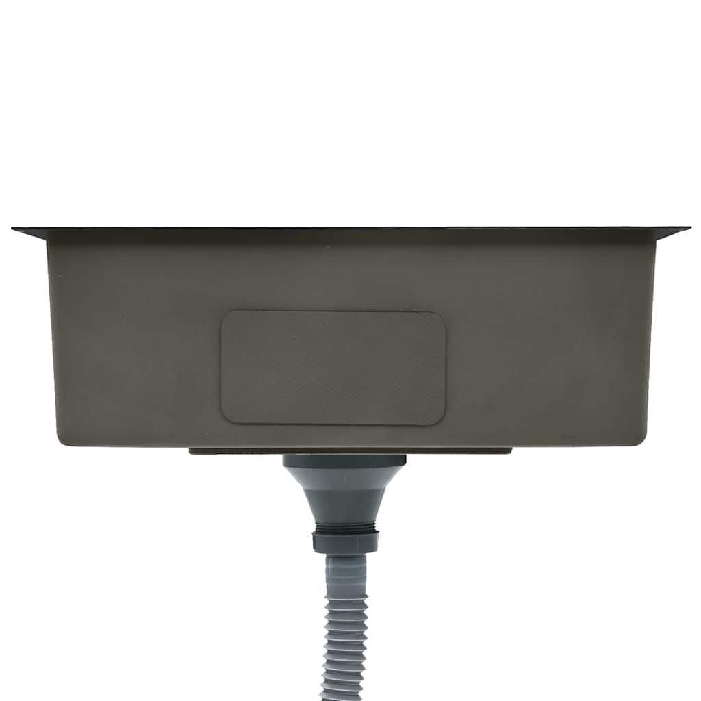 vidaXL Gootsteen handgemaakt roestvrij staal zwart - Image 5