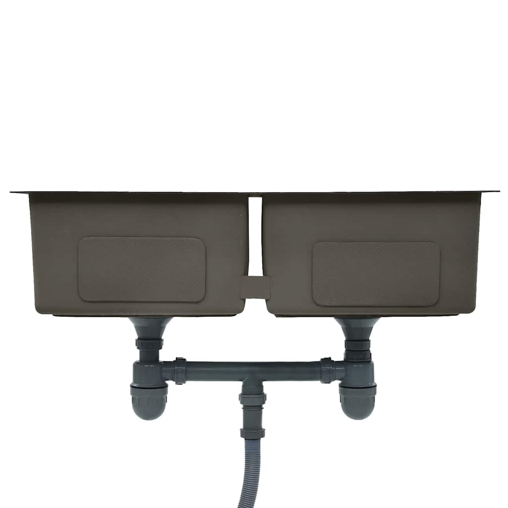 vidaXL Gootsteen handgemaakt roestvrij staal zwart - Image 5