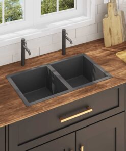 vidaXL Gootsteen handgemaakt roestvrij staal zwart