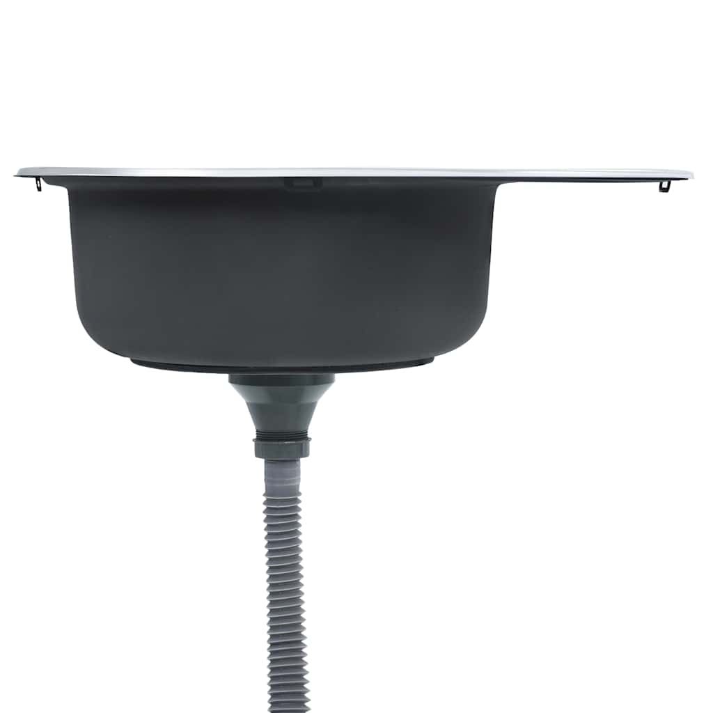 vidaXL Gootsteen met afvoer en zwanenhals ovaal roestvrij staal - Image 4