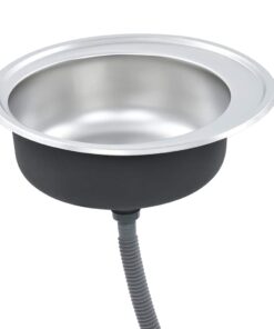 vidaXL Gootsteen met afvoer en zwanenhals roestvrij staal